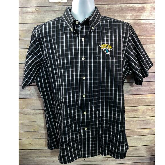 Antigua Jacksonville Jaguars Button Up Black Grey White Style Carry Men’s L - Picture 1 of 10
